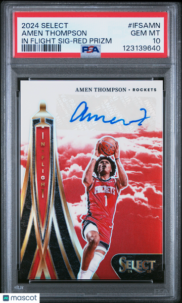 Amen Thompson - 2024 Panini Select In Flight Signatures Red Prizm PSA 10