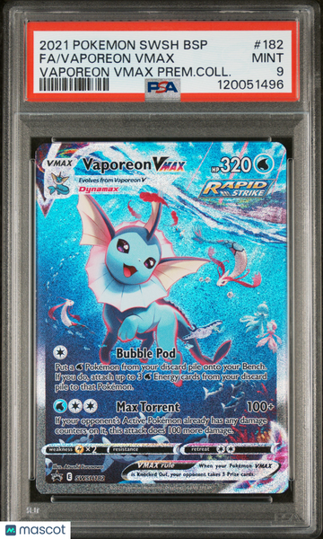 2021 Pokemon Swsh Black Star Promo Vaporeon VMAX Fa PSA 9 #182