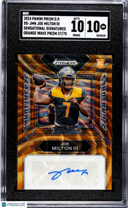 Joe Milton III 2024 Panini Prizm Draft Picks Auto Orange Wave SGC 10 /75