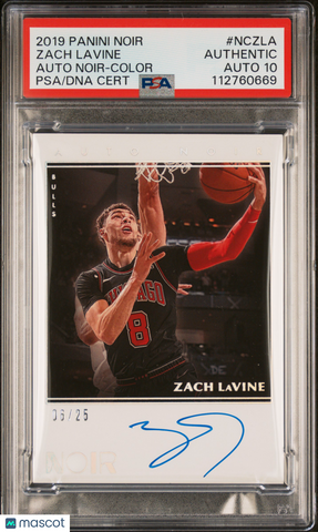 Zach Lavine - 2019 Panini Noir Auto Noir Color PSA Auth Auto 10 06/25 NCZLA