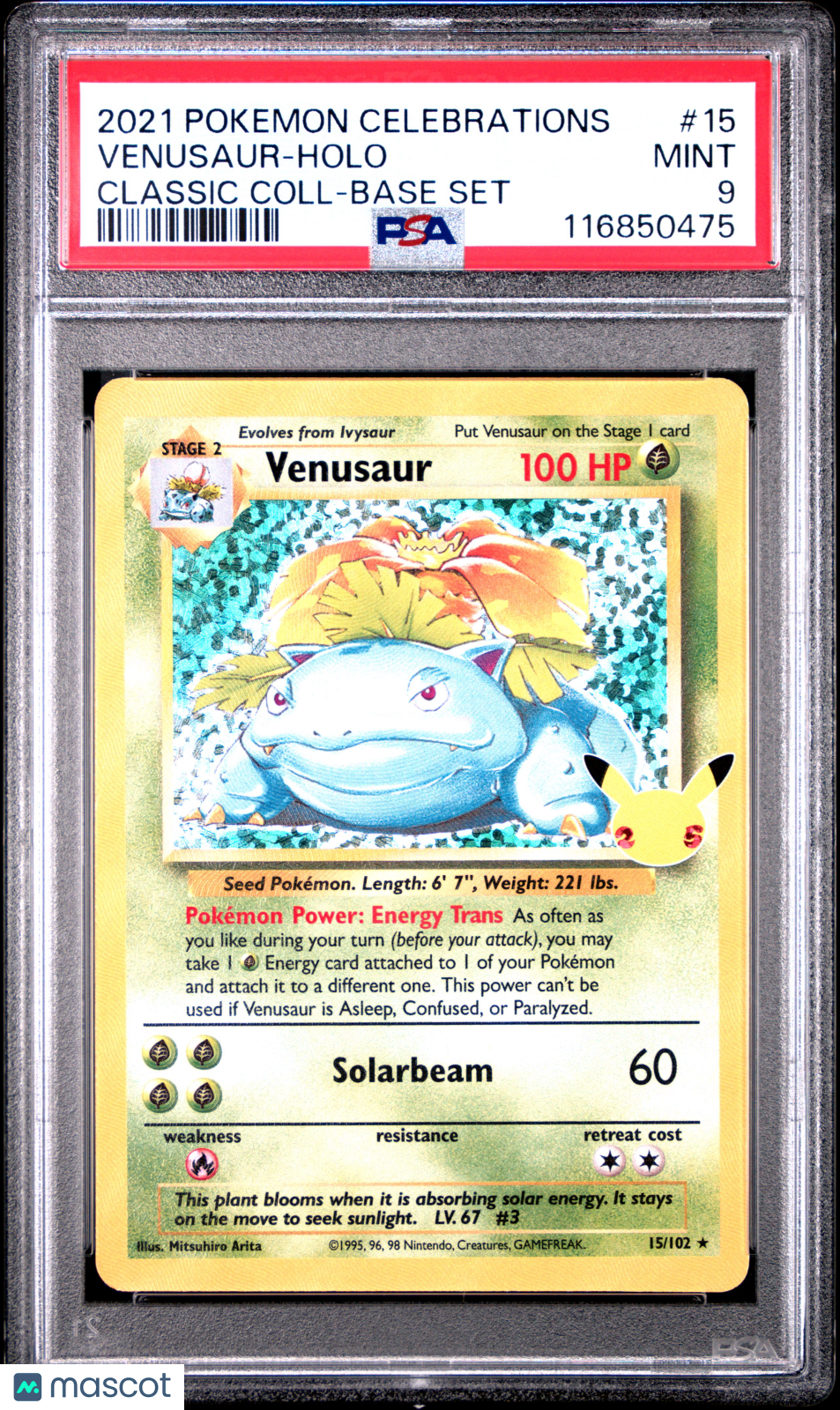 2021 Pokemon Celebrations Classic Collection Venusaur #15  PSA 9