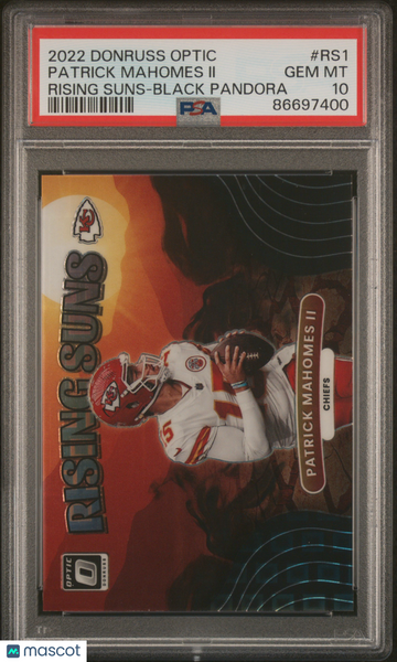 Patrick Mahomes II - 2022 Panini Donruss Optic Rising Suns Black Pandora PSA 10 9/25