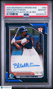 Brice Matthews 2024 Bowman Mega Box Chrome Prospect Auto Blue PSA 10 /150