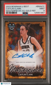 Caitlin Clark - 2023 Bowman Best Bowman Masterpieces Auto Gold Ref PSA 9 44/50