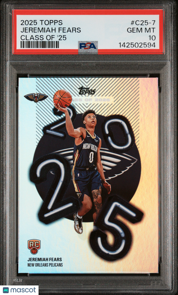 Jeremiah Fears - 2025 Topps Class Of '25 Rookie Case Hit PSA 10