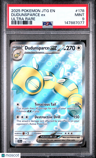 2025 Pokemon JTG EN-Journey Together Dudunsparce EX Ultra Rare PSA 9 #178