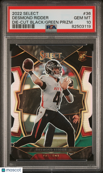Desmond Ridder - 2022 Panini Select Die Cut Black Green Prizm PSA 10