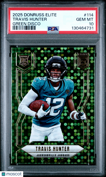 Travis Hunter - 2025 Panini Donruss Elite Green Disco PSA 10 Rookie