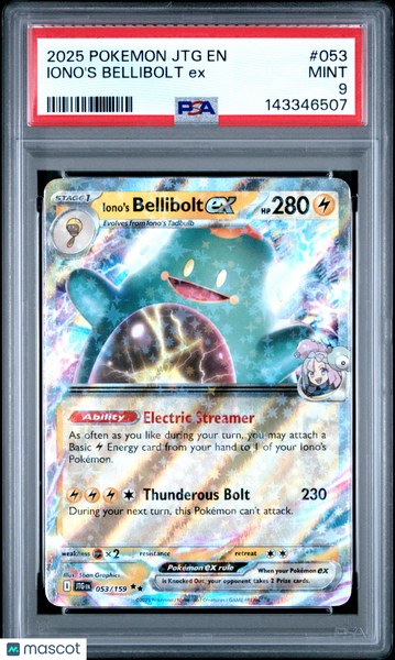 2025 Pokemon JTG EN-Journey Together Iono's Bellibolt EX PSA 9 #053