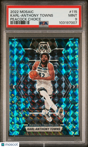 Karl-Anthony Towns - 2022 Panini Mosaic Peacock Choice PSA 9