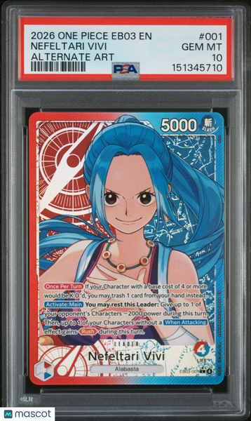 2026 One Piece Eb03 Heroines Edition- Nefeltari Vivi Alternate Art PSA 10 #001