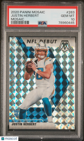 Justin Herbert - 2020 Panini Mosaic Rookie #263 Mosaic PSA 10