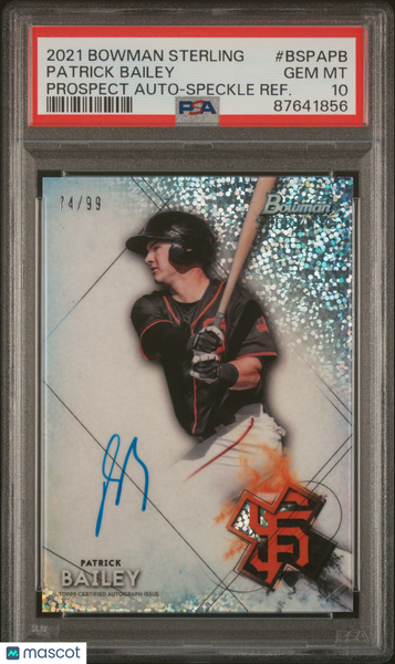Patrick Bailey - 2021 Bowman Sterling Prospect Auto Speckle PSA 10 74/99