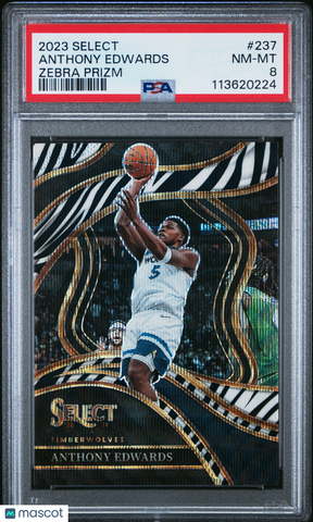 Anthony Edwards - 2023 Panini Select Zebra Prizm PSA 8