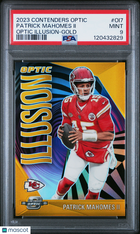 Patrick Mahomes II - 2023 Panini Contenders Optic Optic Illusion Gold PSA 9