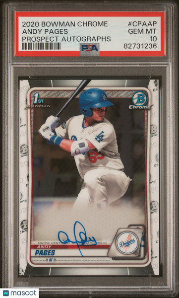 Andy Pages - 2020 Bowman Chrome Prospect Autographs PSA 10
