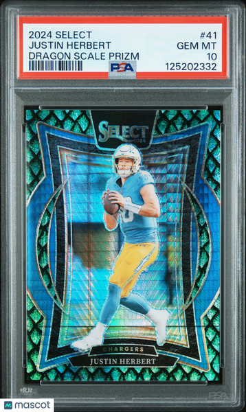 Justin Herbert - 2024 Panini Select Dragon Scale Prizm PSA 10 5/81