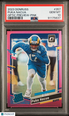 Puka Nacua - 2023 Panini Donruss Optic Preview Pink PSA 10