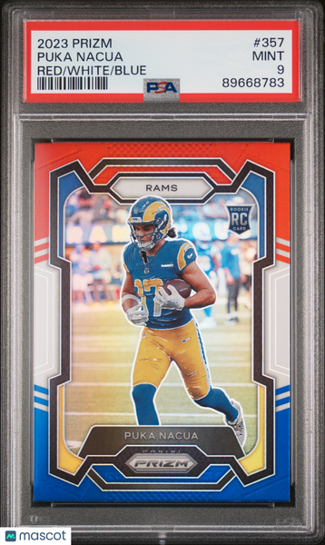 Puka Nacua - 2023 Panini Prizm Red White Blue PSA 9