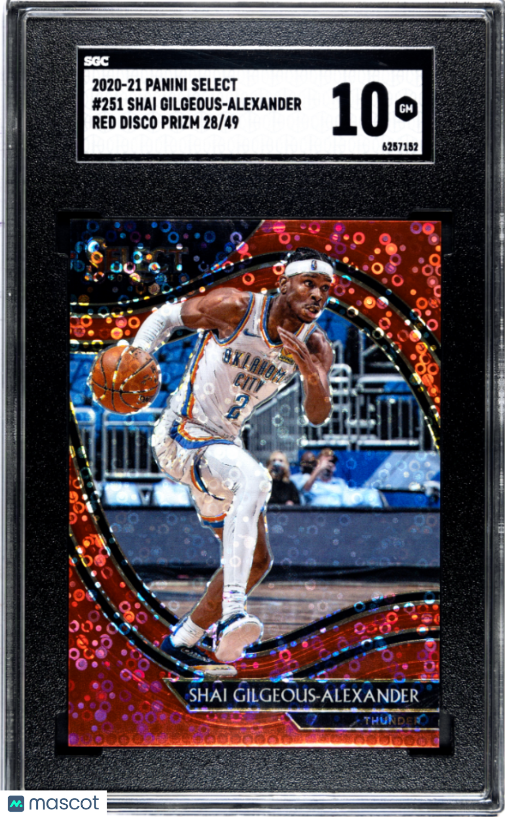 Shai Gilgeous-Alexander - 2020 Panini Select Red Disco Prizm SGC 10 28/49