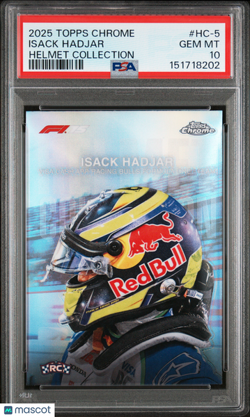 Isack Hadjar - 2025 Topps Chrome Formula 1 Helmet Collection PSA 10