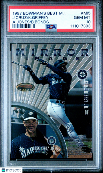 J. Cruz Ken Griffey - 1997 Bowman's Best Mirror Image A. Jones B. Bonds PSA 10