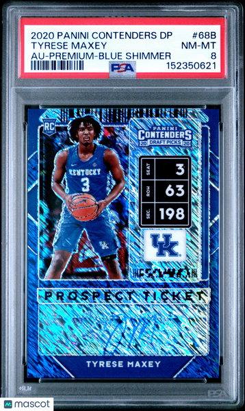 Tyrese Maxey - 2020 Panini Contenders Draft Picks Au Premium Blue Shimmer PSA 8