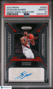 Shaedon Sharpe - 2023 Panini Prizm Sensational Signatures PSA 10