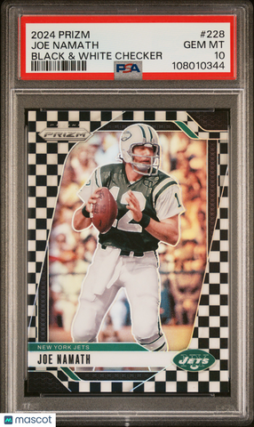 Joe Namath - 2024 Panini Prizm Black & White Checker PSA 10