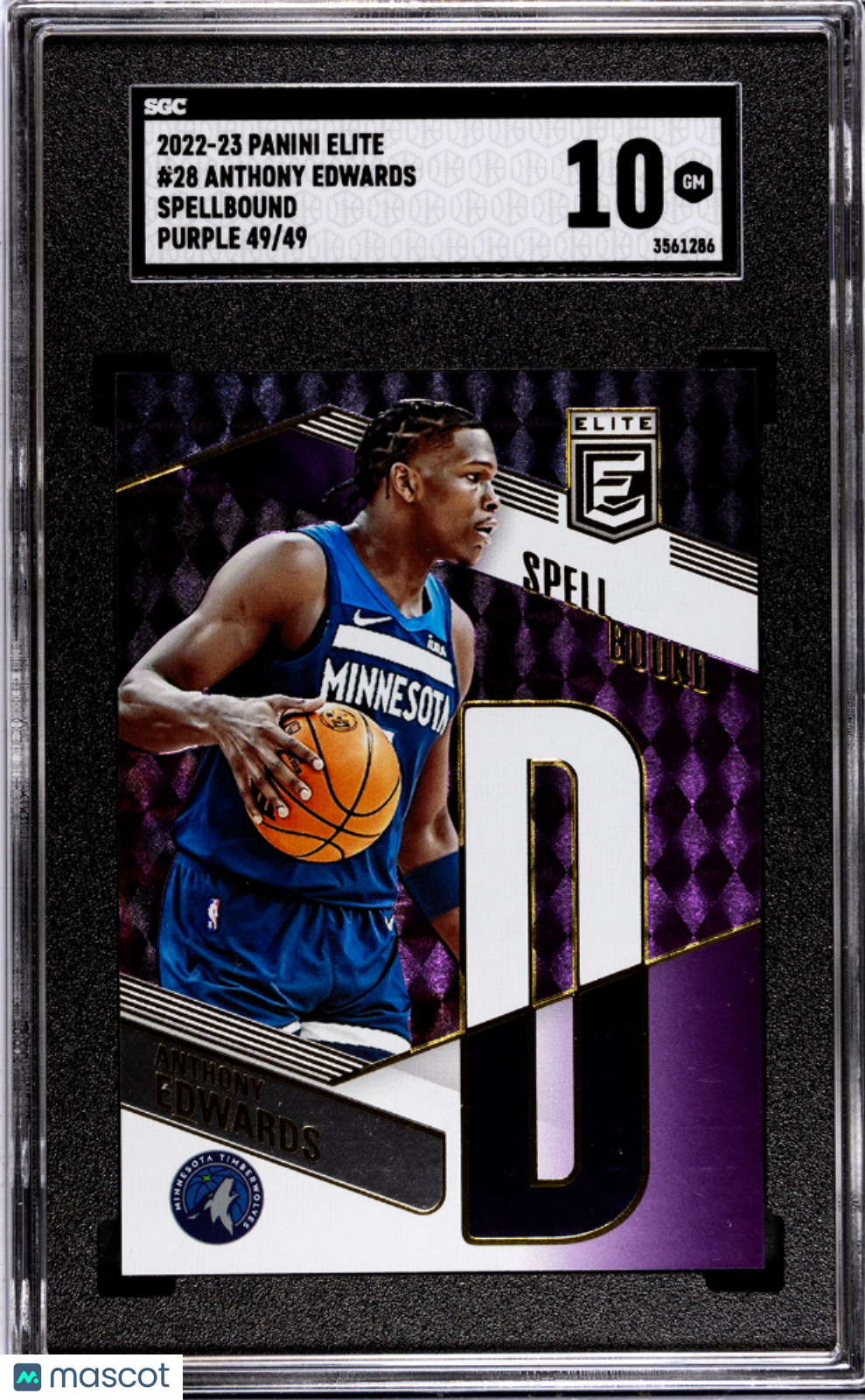 Anthony Edwards - 2022 Panini Elite Spellbound Purple SGC 10 49/49