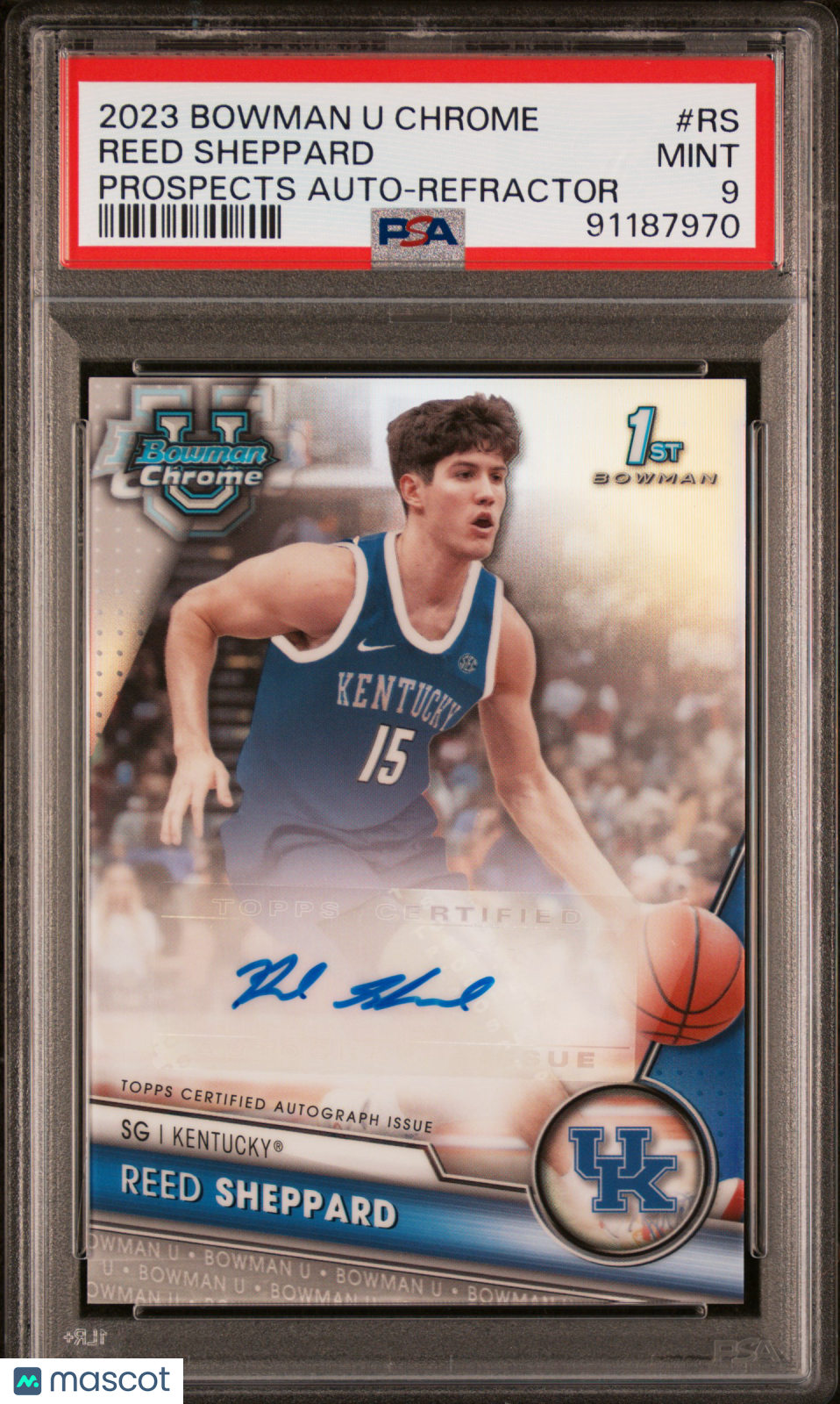 Reed Sheppard - 2023 Bowman University Chrome Bowman  Autographs Refractor PSA 9