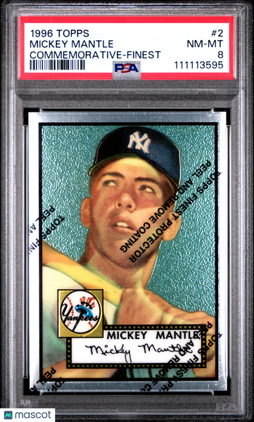 1952 Topps Reprint - 1996 Topps Mantle Finest PSA 8