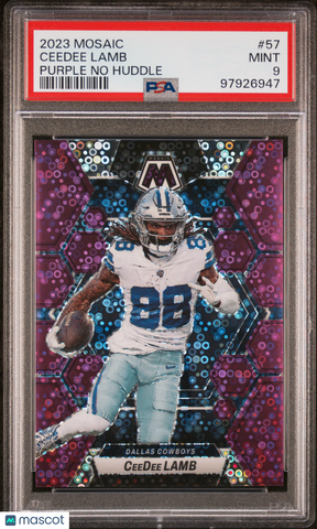 Ceedee Lamb - 2023 Panini Mosaic Purple No Huddle 23/50 PSA 9