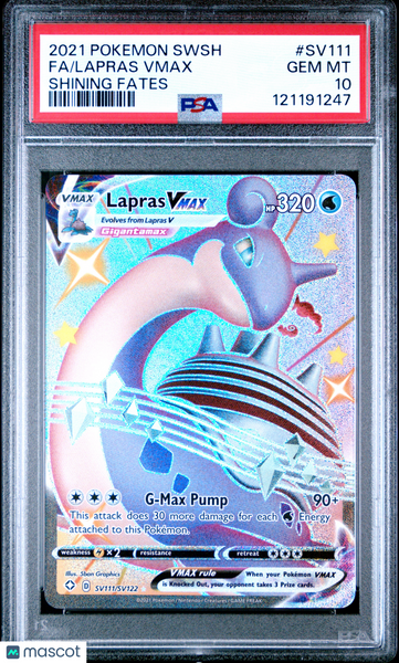 2021 Pokemon Sword & Shield Shining Fates Lapras VMAX Fa Shining Fates PSA 10 #SV111