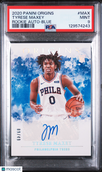 Tyrese Maxey - 2020 Panini Origins Rookie Autographs Blue PSA 9 09/49