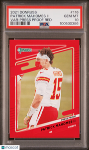 Patrick Mahomes II - 2021 Panini Donruss Var Press Proof Red PSA 10