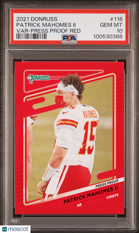 Patrick Mahomes II - 2021 Panini Donruss Var Press Proof Red PSA 10