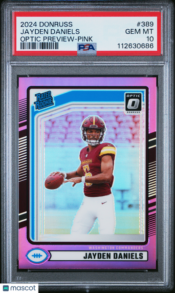 Jayden Daniels - 2024 Panini Donruss Optic Preview Pink PSA 10