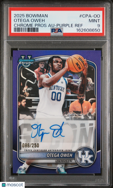Otega Oweh - 2025 Bowman Chrome Prospect Autographs Purple Ref PSA 9 096/250