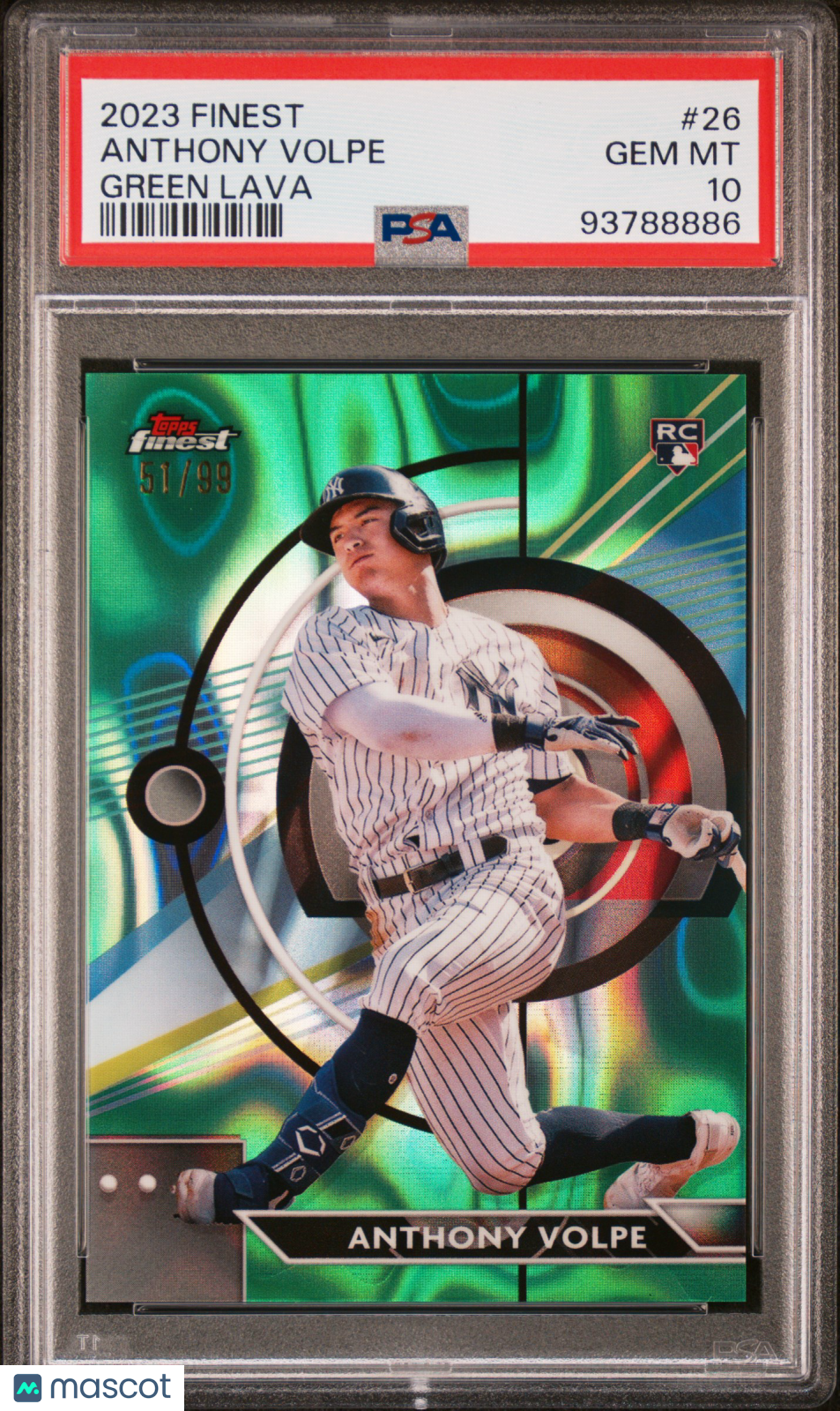 Anthony Volpe - 2023 Topps Finest Green Lava PSA 10 Rookie /99 51/99