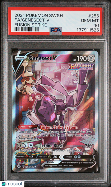 2021 Pokemon Sword & Shield Fusion Strike Genesect V Fusion Strike PSA 10 #255
