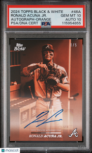 Ronald Acuna JR. - 2024 Topps Black And White Autograph Orange PSA 10 1/5