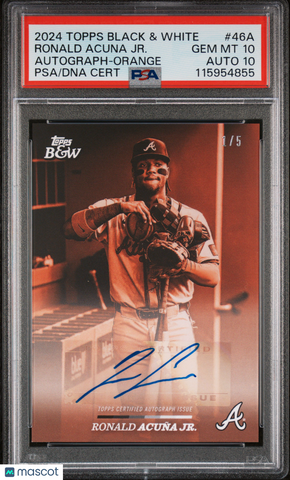 Ronald Acuna JR. - 2024 Topps Black And White Autograph Orange PSA 10 1/5