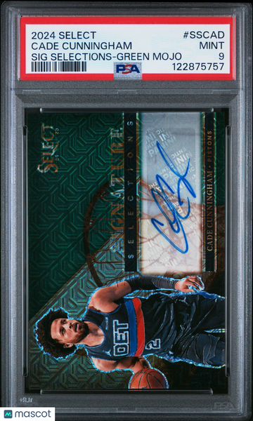 Cade Cunningham - 2024 Panini Select Signature Selections Green Mojo PSA 9