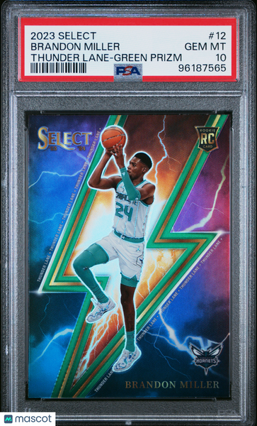 Brandon Miller - 2023 Panini Select Thunder Lane Green Prizm PSA 10