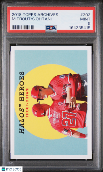 Shohei Ohtani Mike Trout - 2018 Topps Archives Rookie #303 PSA 9