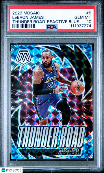 LeBron James - 2023 Panini Mosaic Thunder Road Reactive Blue PSA 10