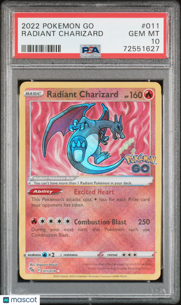 2022 Pokemon Go Radiant Charizard #011 PSA 10