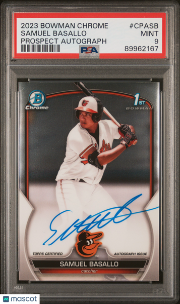 Samuel Basallo - 2023 Bowman Chrome Prospect Autographs PSA 9 1st