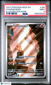 2023 Pokemon Mew EN-151 Charmander #168 Illustration Rare PSA 9